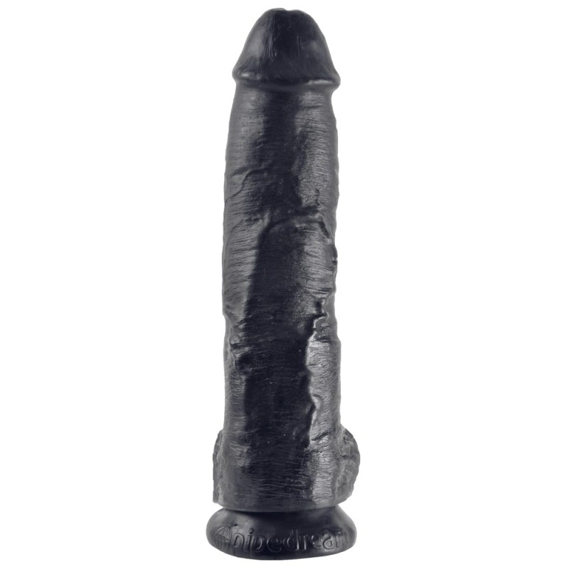 King Cock - Realistyczne Dildo Z Żołędziem Jądrami I Żyłkami 25 CM Czarny